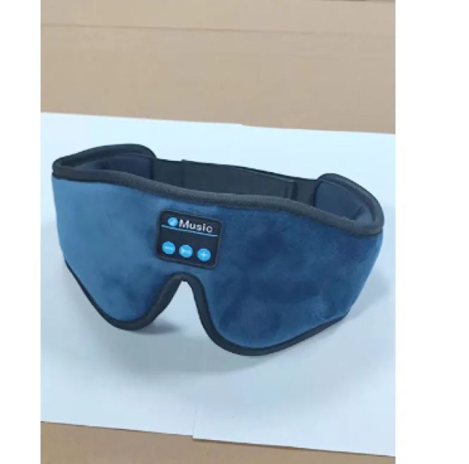 Blue sleep mask with Bluetooth control panel