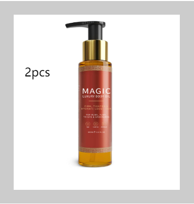 Bottle of Magic Luxury Body Lotion with pump on a white background