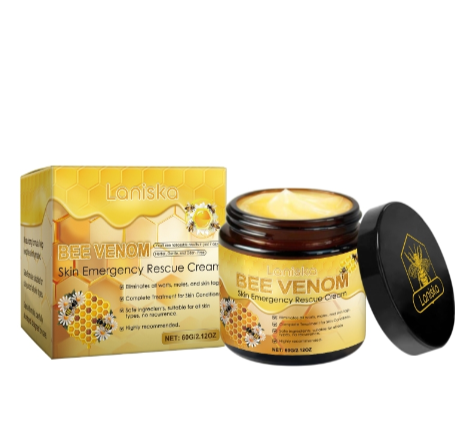 Laniksa Bee Venom Skin Emergency Rescue Cream with packaging on a white background