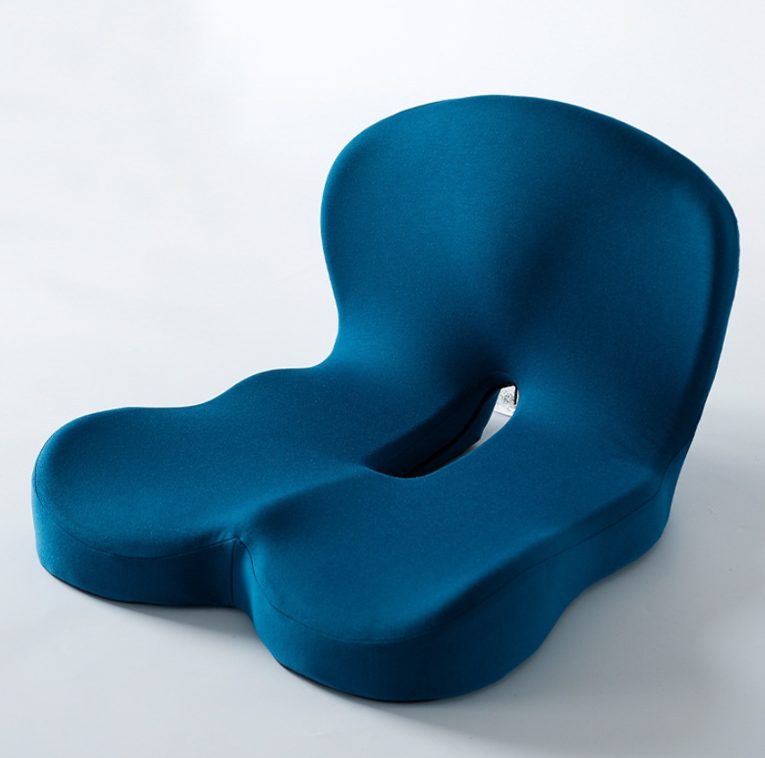 Blue seat cushion on a white background