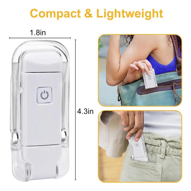 Compact and lightweight device with dimensions and usage scenarios on a white background