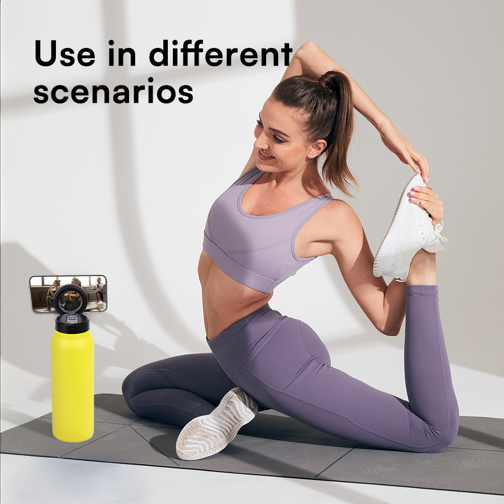 Magnetic Water Bottle with Phone Holder – Insulated Stainless Steel Hydration Bottle - Bran's Tiv'i Goods