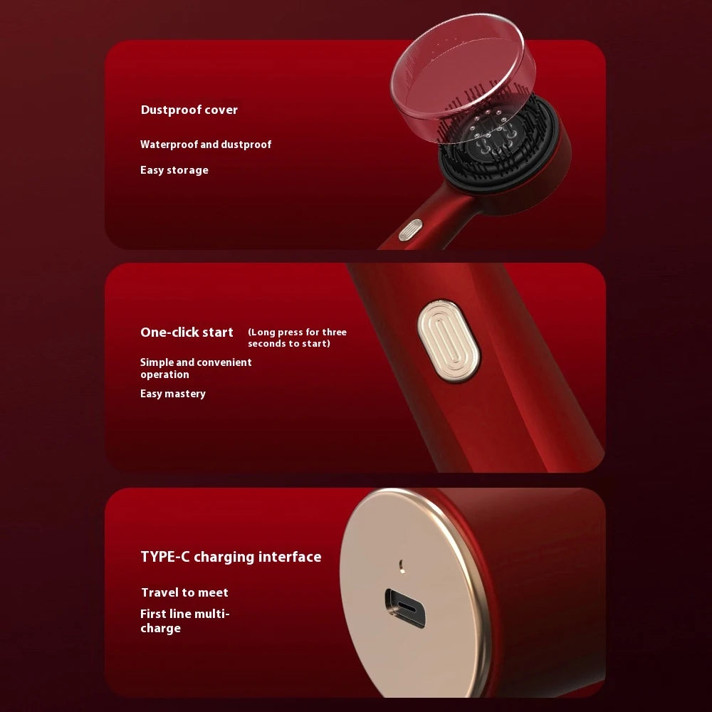 Red hair dryer with features highlighted on a red background