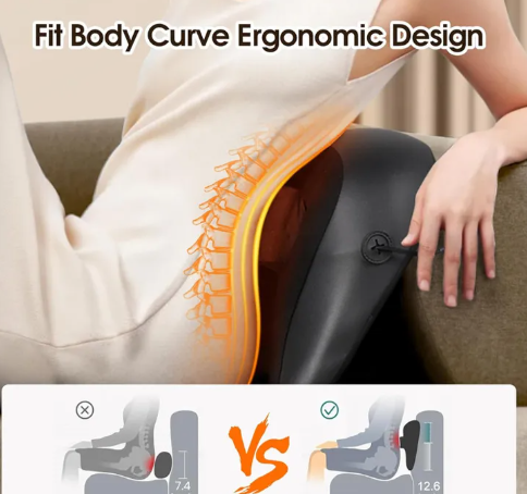 Ergonomic seat design with a person sitting on it, highlighting the fit body curve.