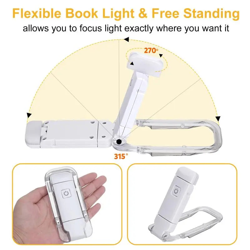 Flexible book light with adjustable arm on a white background