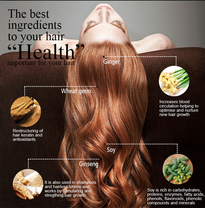 Hair health infographic with ingredients and their benefits