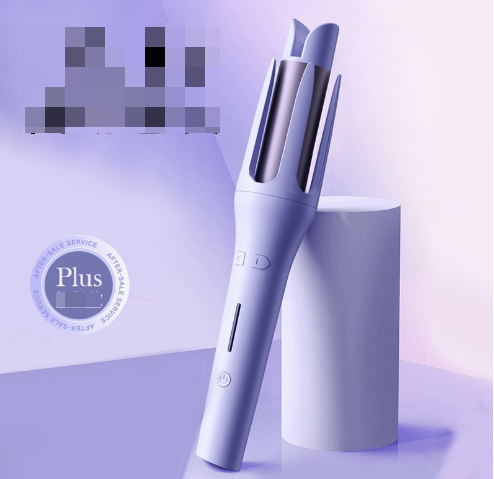 White hair straightener on a light purple background