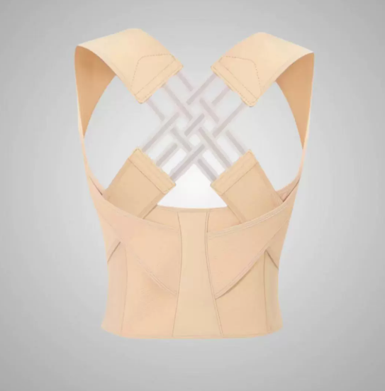 Beige cross-back top on a gray background