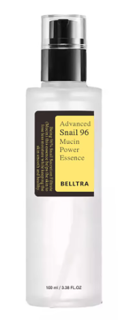 Belltra Advanced Snail 96 Mask Pan Essence bottle with black cap on white background