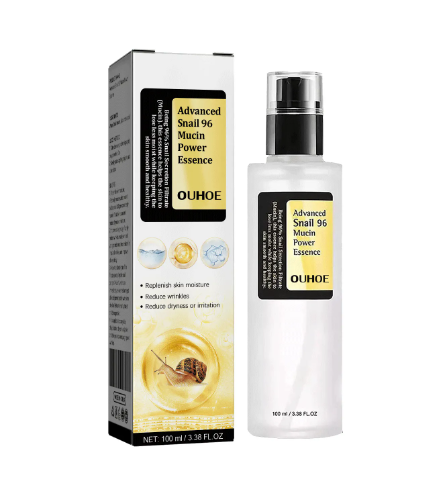 OUHOE Advanced Snail 96 Mucin Power Essence bottle and packaging on a white background