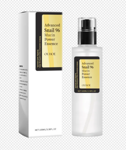 OUHOE Advanced Snail 96 Mucin Power Essence bottle and packaging on a white background