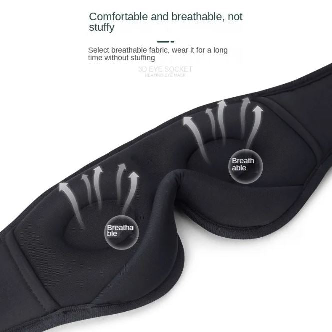 Black sleep mask with breathable text